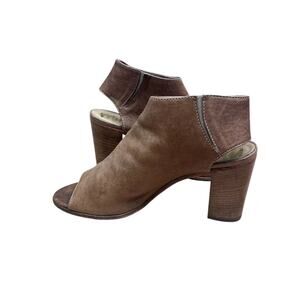 Mimosa Sandal Bootie Women's Size 8.5 Brown Leather Peep Toe 3.5" Vintage